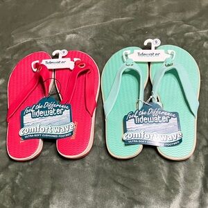 Tidewater Comfort Wave Women's Flip Flop Sandals - Red & Mint